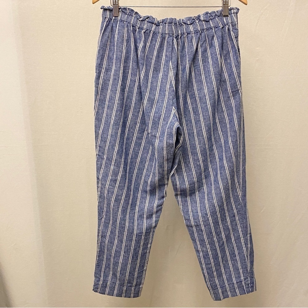 Beach Lunch Lounge Linen Blend Pants Blue White Stripe Womens Size Large - Picture 13 of 13